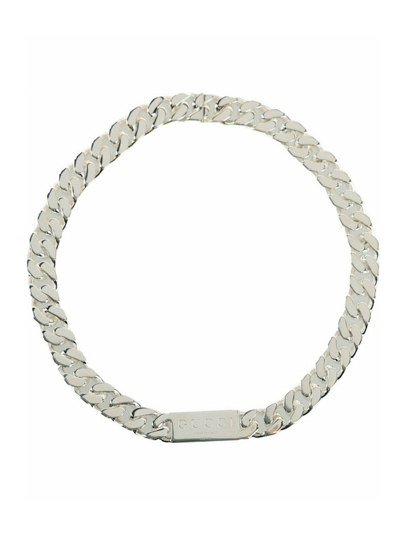Gucci Trademark Enamel Chain Necklace Silver