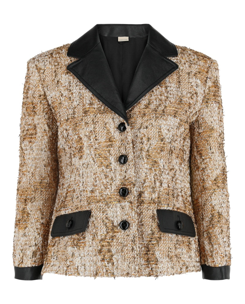 Gucci Tweed Patterned Blazer Gold