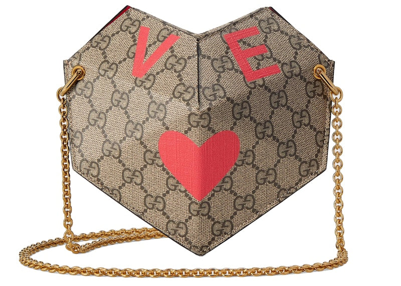 Gucci Valentine's Day Heart Bag Small GG Supreme Beige/Ebony