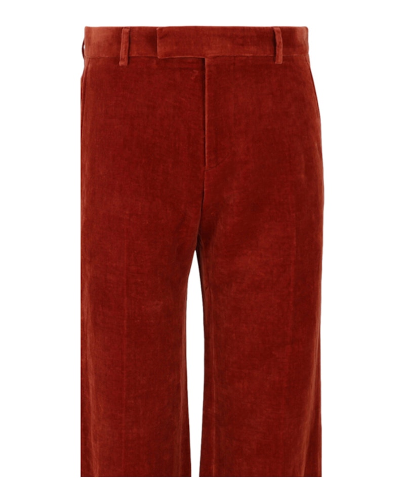Gucci Velvet Flared-Leg Pants Red