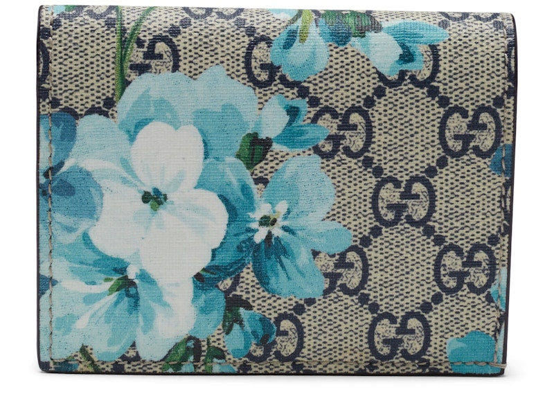 Gucci Card Case Wallet Blooms GG Supreme Blue/Beige/Red