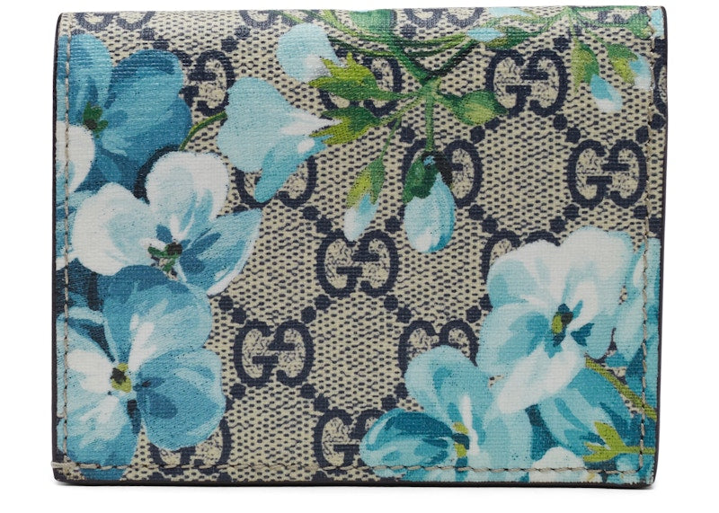 Gucci Card Case Wallet Blooms GG Supreme Blue/Beige/Red