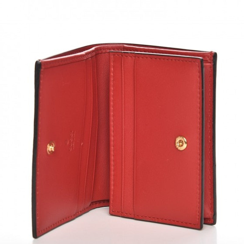 Gucci Card Case Wallet GG Supreme Rainbow Beige/Hibiscus Red