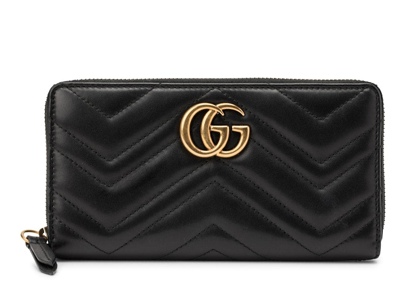Gucci GG Marmont Wallet Zip Around Matelasse Black