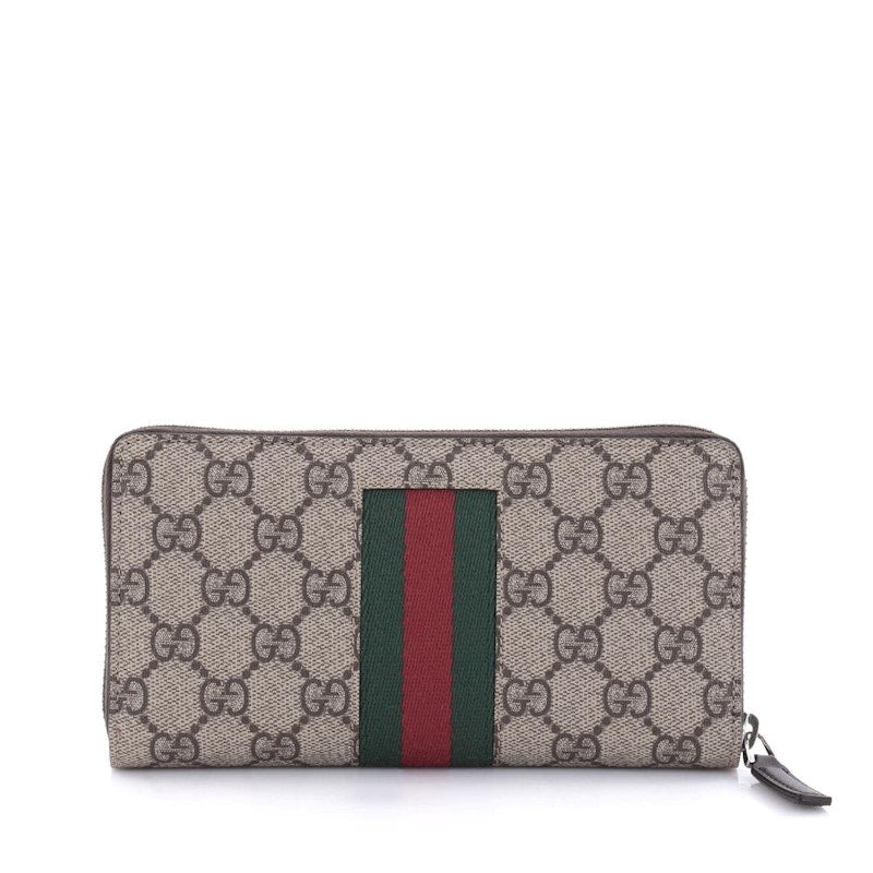 Gucci Zip Around Wallet Web GG Supreme Beige/Ebony