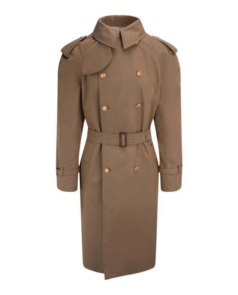 Gucci Washed Gabardine Trench Coat Brown