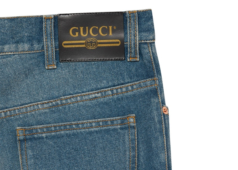 Gucci Washed Regular fit Jeans Stonewashed Blue Marbled Denim