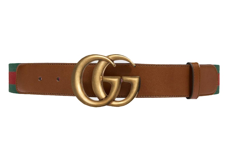 Gucci Web Belt Double G Buckle 1.5 Width Green and Red Web