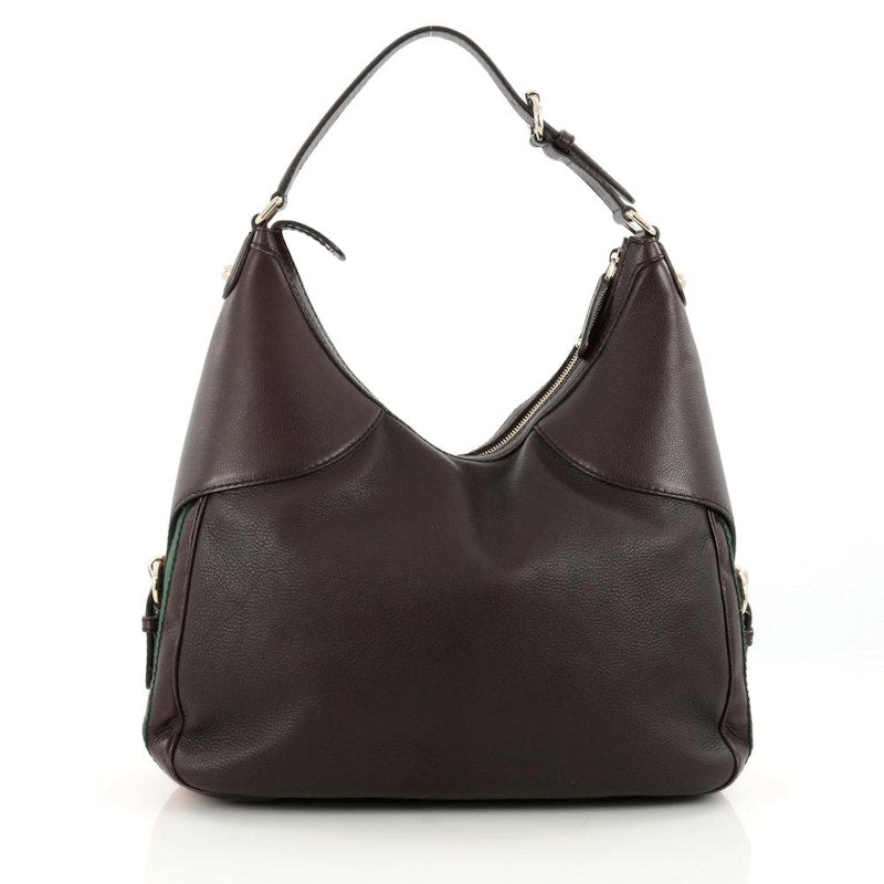 Gucci Web Horsebit Heritage Hobo Medium Brown