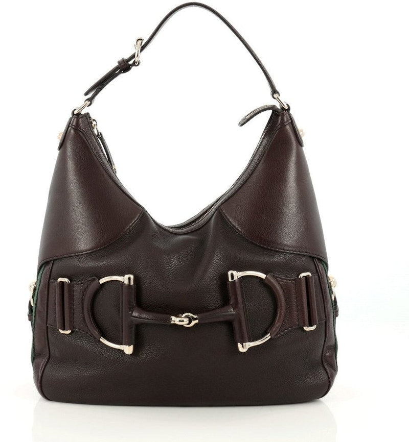 Gucci Web Horsebit Heritage Hobo Medium Brown
