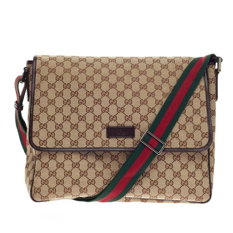 Gucci Web Strap Messenger GG Medium Brown