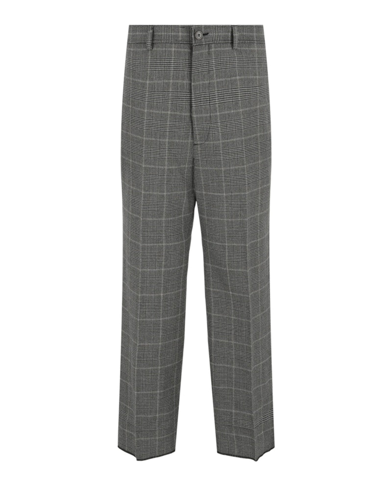 Gucci Wide-Leg Plaid Trousers Grey