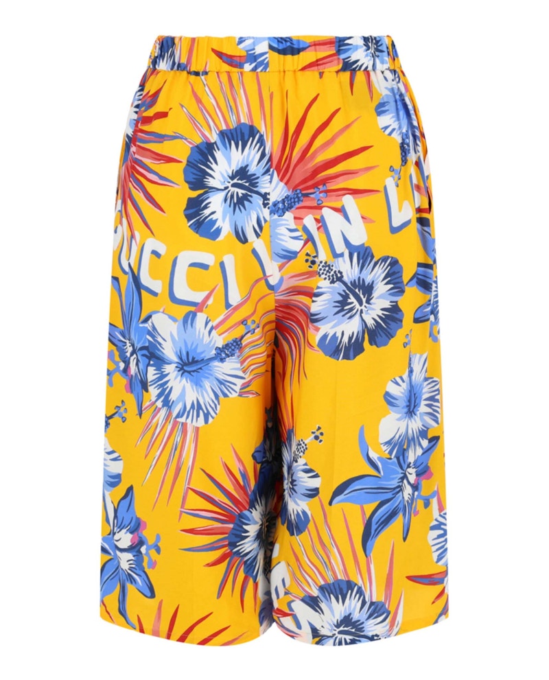 Gucci Wild Flower Cropped Shorts Yellow