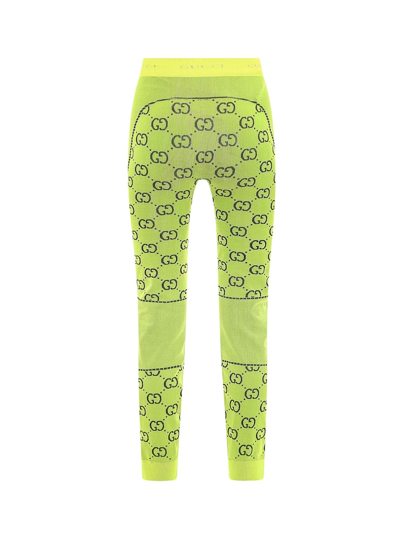 Gucci Woman Jacquard GG Jersey Leggings Yellow