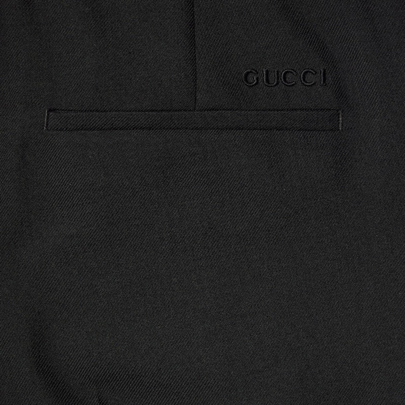 Gucci Wool Blend Twill Trousers Black