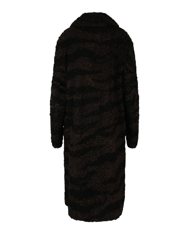 Gucci Zebra Pattern Shearling Coat Black