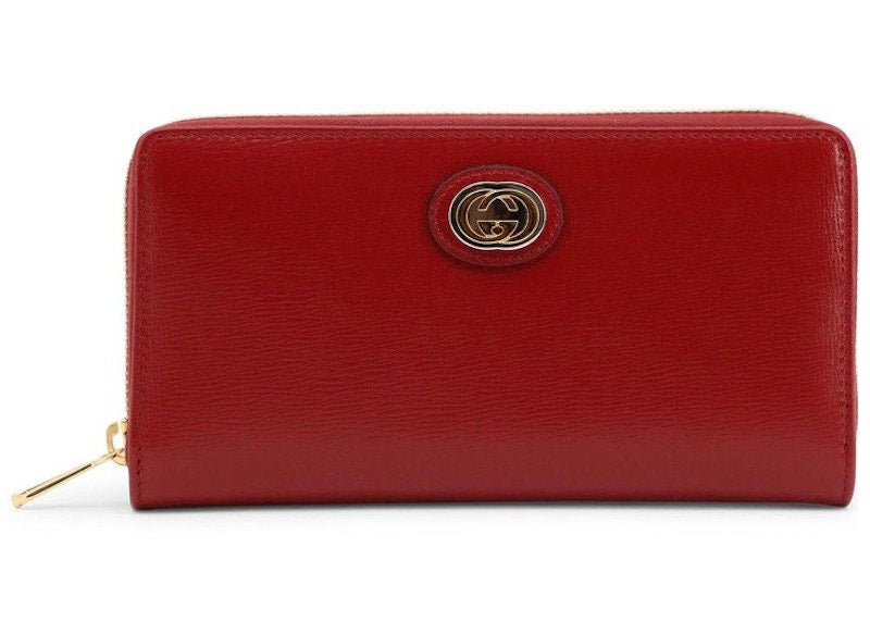 Gucci Zip Around Leather Wallet Red