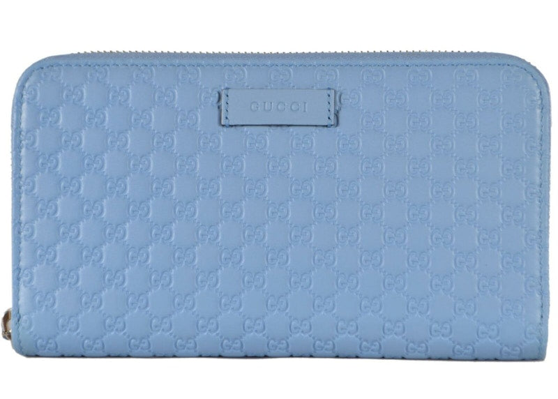 Gucci Zip Around Wallet MicroGuccissima Mineral Blue