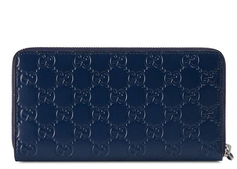 Gucci Zip Around Wallet NY Yankees Patch Royal Blue