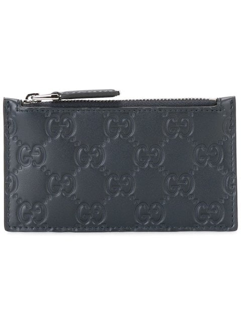 Gucci Zip Coin Pouch Card Case Guccissima Blue