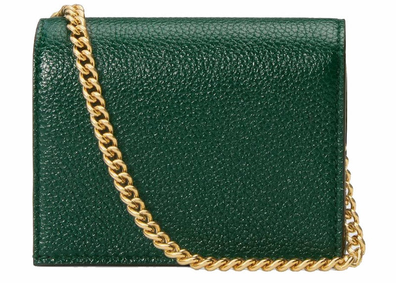 Gucci Zumi Card Case Wallet Grainy Leather Dark Green