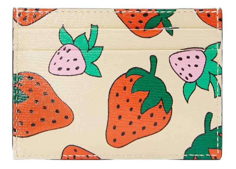 Gucci Zumi Card Case Strawberry Ivory Multicolor