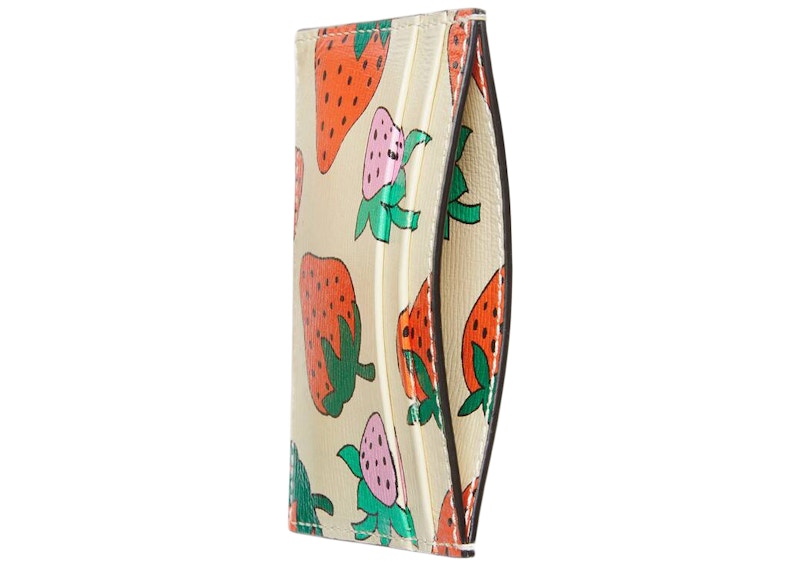 Gucci Zumi Card Case Strawberry Ivory Multicolor