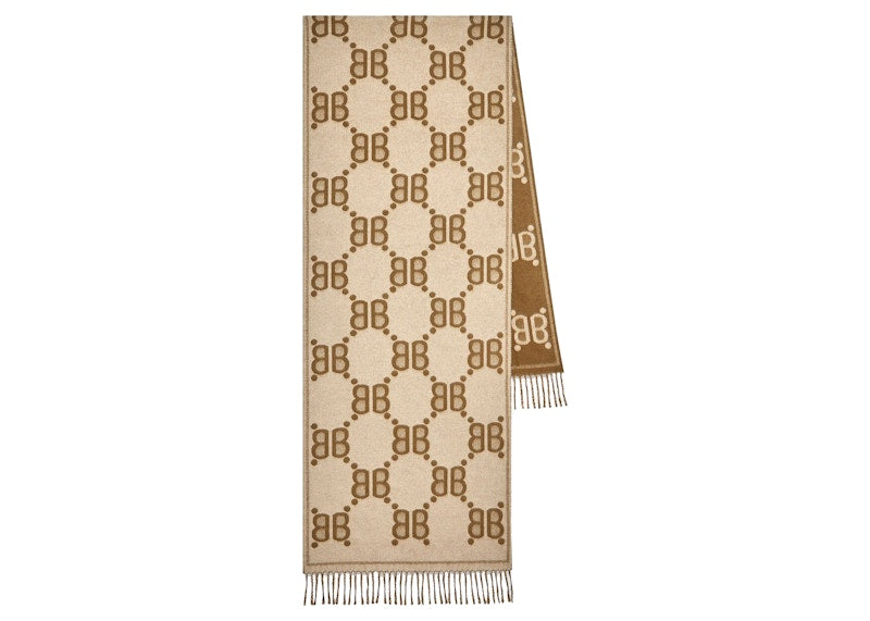 Gucci x Balenciaga The Hacker Project Allover Logo Macro Scarf Beige
