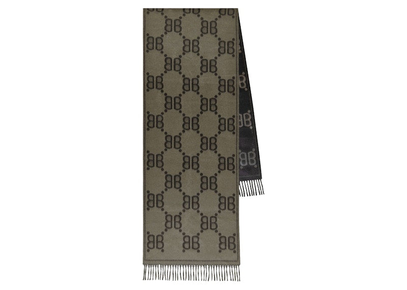 Gucci x Balenciaga The Hacker Project Allover Logo Macro Scarf Charcoal Grey