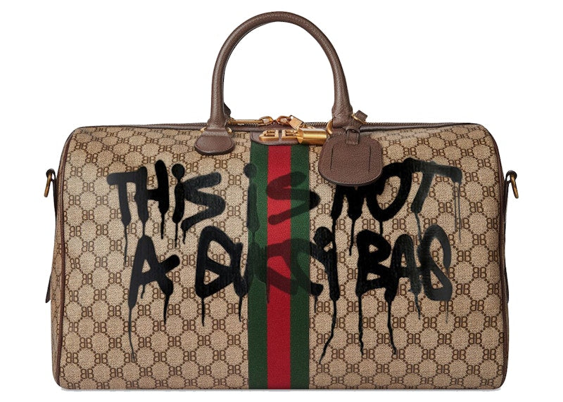 Gucci x Balenciaga The Hacker Project Graffiti Medium Duffle Bag Beige