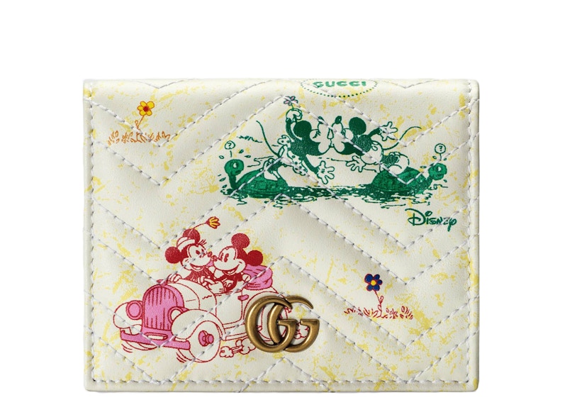 Gucci x Disney GG Marmont Card Case Wallet Matelasse Ivory
