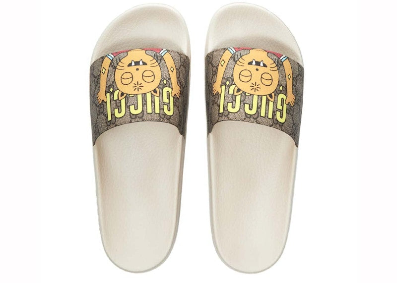 Gucci x Pablo Delcielo Cat GG Supreme Slide Beige