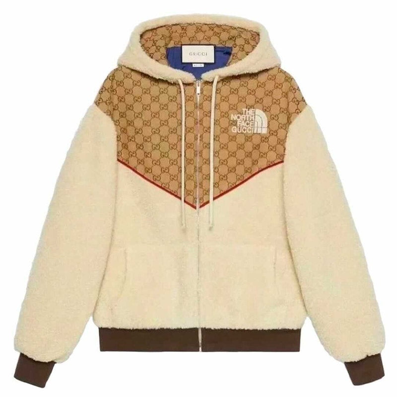 Gucci x The North Face GG Canvas Shearling Jacket Beige