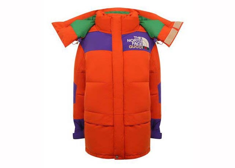 Gucci x The North Face Long Down Jacket Orange/Purple/Green