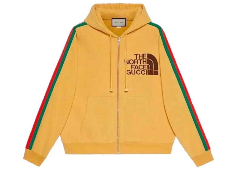 Gucci x The North Face Web Print Cotton Sweatshirt Gold
