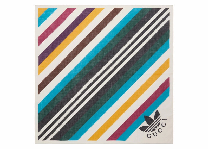 Gucci x adidas Stripe Print Cotton Scarf Ivory/Multicolor