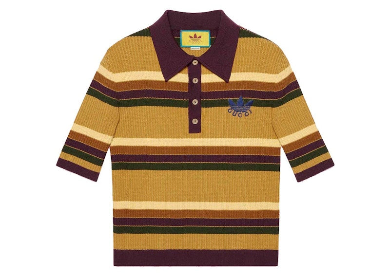 Gucci x adidas Striped Polo Yellow/Brown
