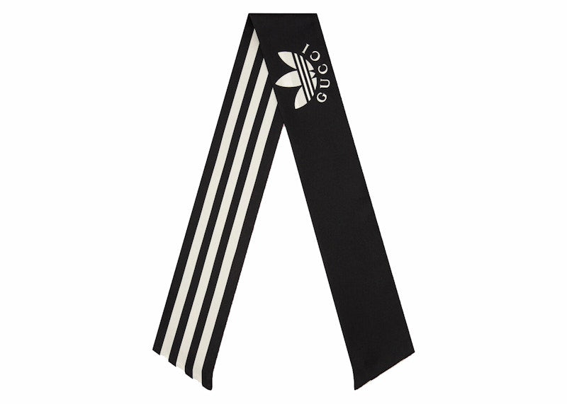 Gucci x adidas Striped Silk Neck Bow Black/Ivory