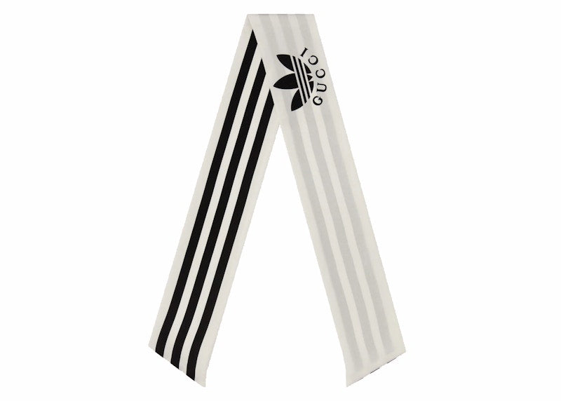 Gucci x adidas Striped Silk Neck Bow Ivory/Black