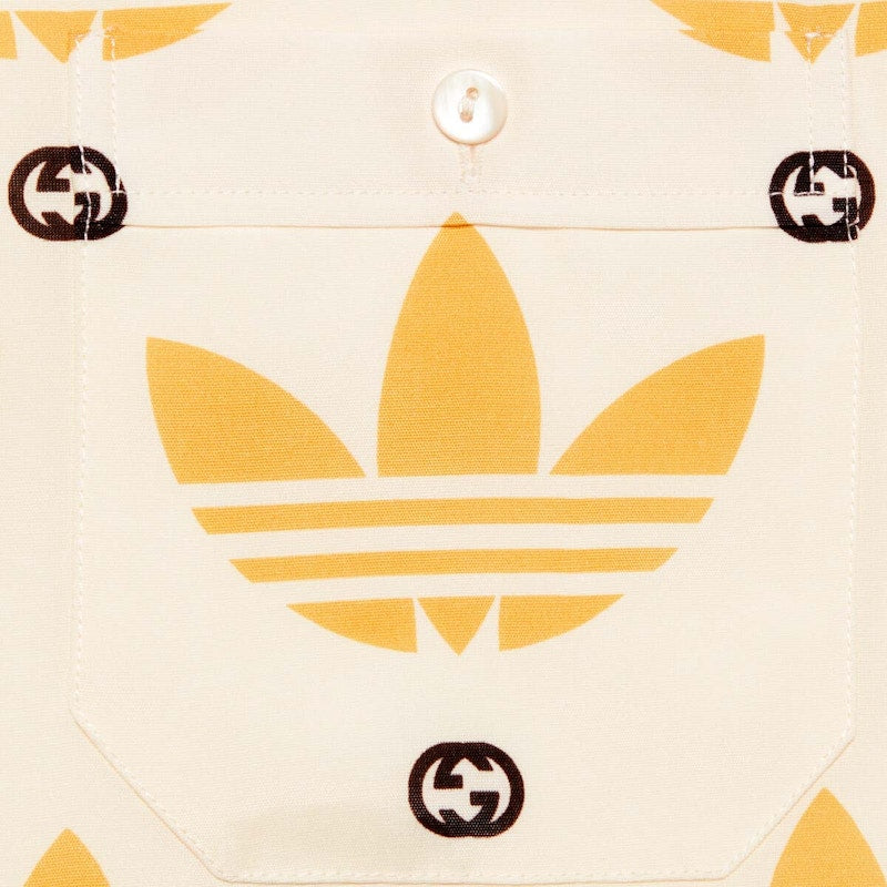 Gucci x adidas Trefoil Print Bowling Shirt Ivory/Black