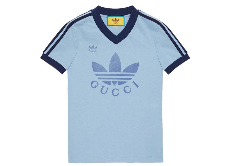 Gucci x adidas V-Neck T-Shirt Light Blue