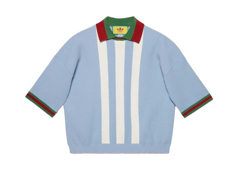 Gucci x adidas Viscose Polo Light Blue