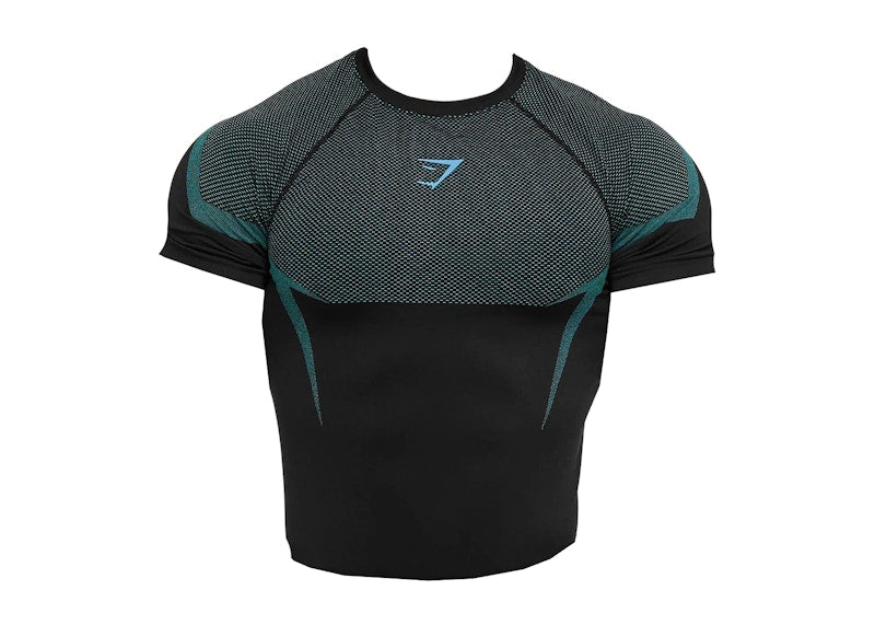 Gymshark Onyx 5.0 Seamless Muscle Fit T-shirt Black/Brand Blue