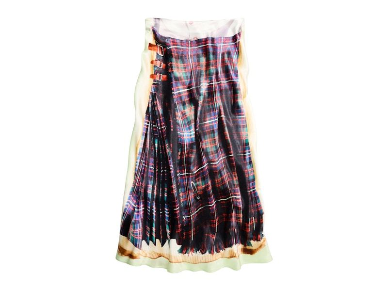 H&M x Glenn Martens Printed Satin Skirt Red/Plaid