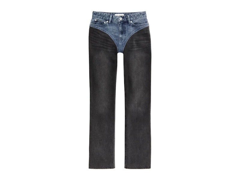 H&M x Glenn Martens Two-Tone Straight-Leg Jeans Denim Blue/Dark Grey