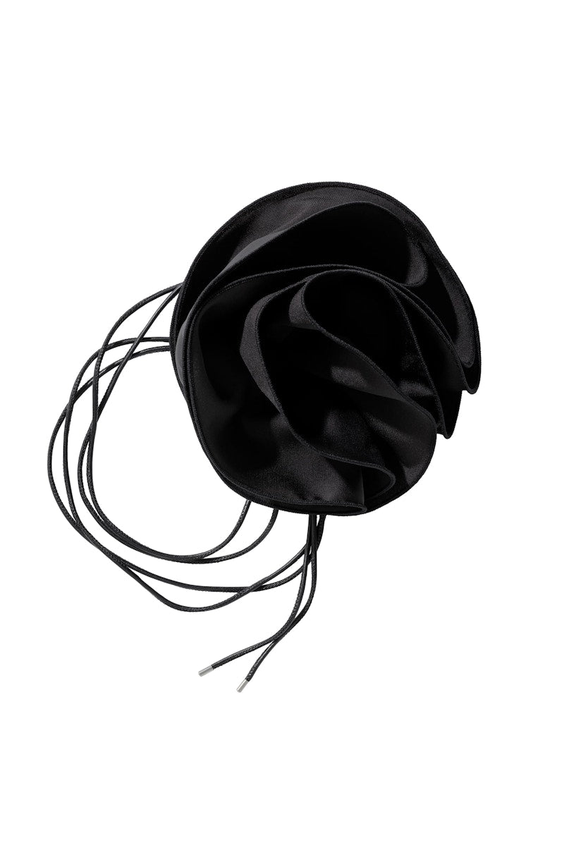 H&M x Magda Butrym Cord Necklace with Rose Applique Black