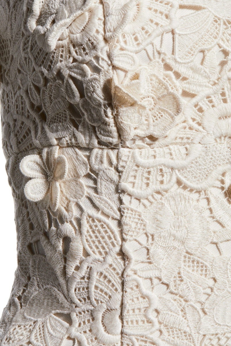 H&M x Magda Butrym Floral-Appliqued Hourglass Lace Dress Cream/Flowers