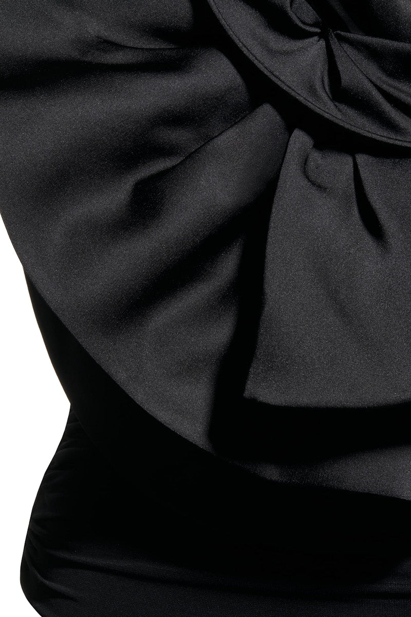 H&M x Magda Butrym Gathered Top with Rose Applique Black