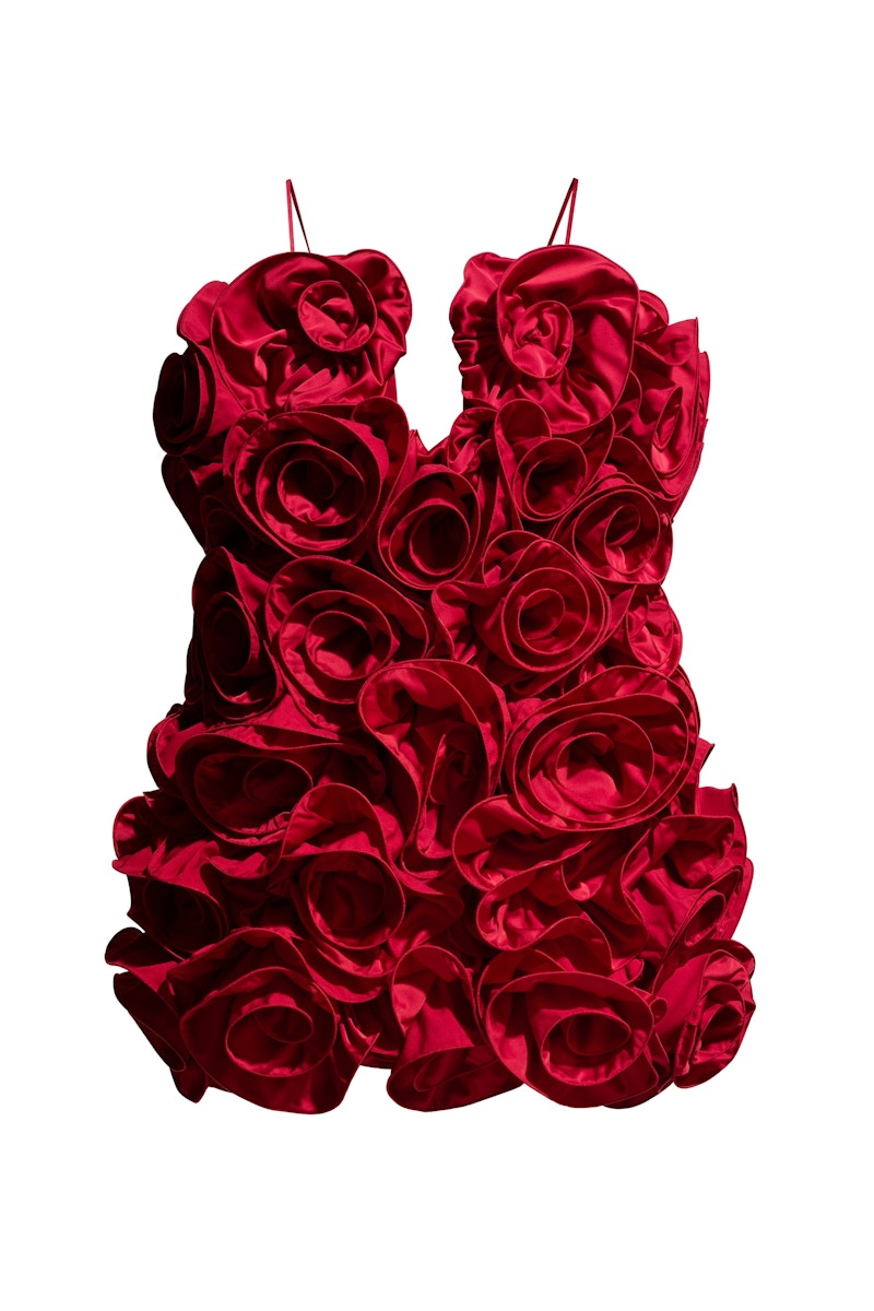 H&M x Magda Butrym Ruffled Satin Dress Red