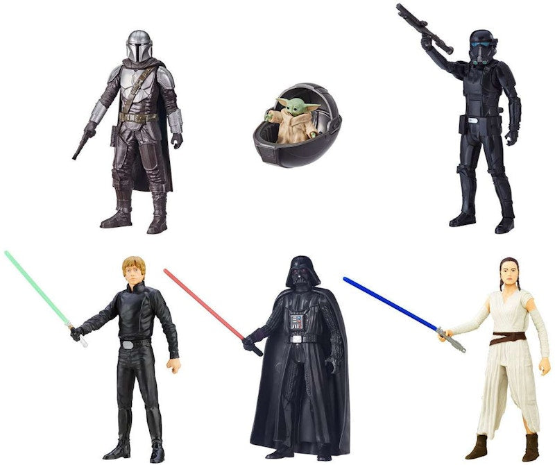 Hasbro Star Wars Luke Skywalker, Darth Vader, Rey, Mandalorian, Child & Imperial Death Trooper Action Figure (6-Pack)